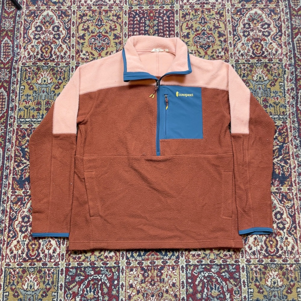 Cotopaxi brown pink and blue pullover fleece womens Large